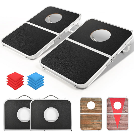 ROPODA Portable Cornhole Board Set,24 x 16 in Corn Hole Games for Adults with 8 Bean Bags, Lightweight Aluminum Alloy Edging Cornhole Set for Outdoor Games,Beach and Tailgates.