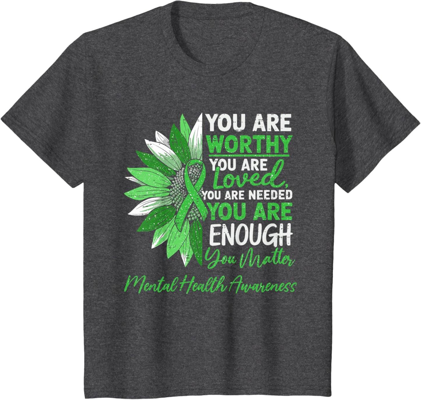 Motivational Mental Health Awareness Warrior Green Ribbon T-Shirt