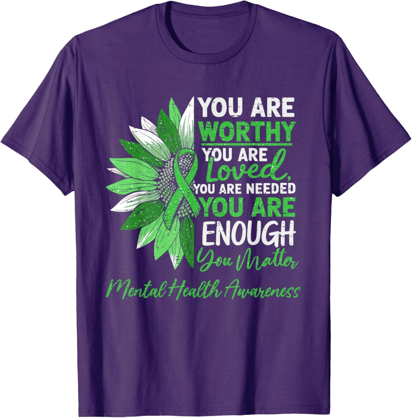 Motivational Mental Health Awareness Warrior Green Ribbon T-Shirt