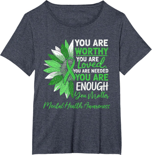 Motivational Mental Health Awareness Warrior Green Ribbon T-Shirt