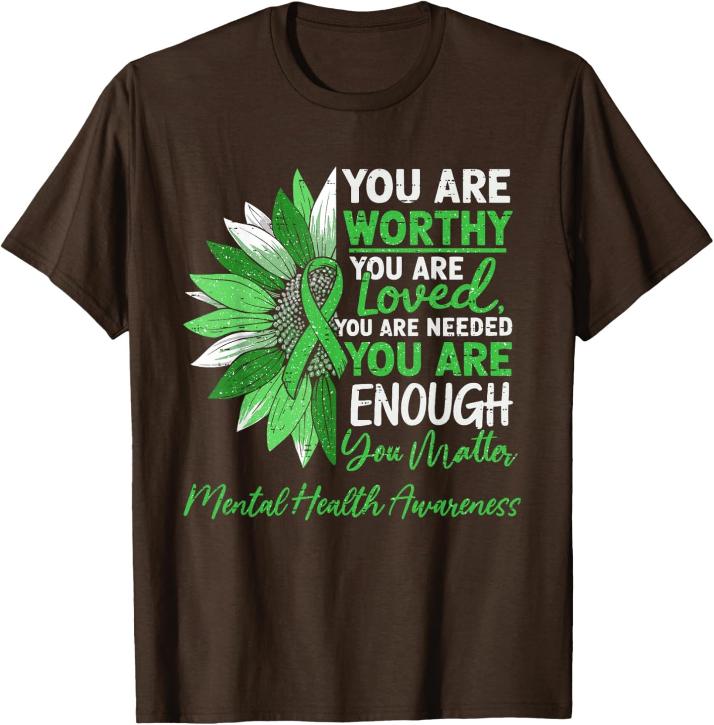 Motivational Mental Health Awareness Warrior Green Ribbon T-Shirt