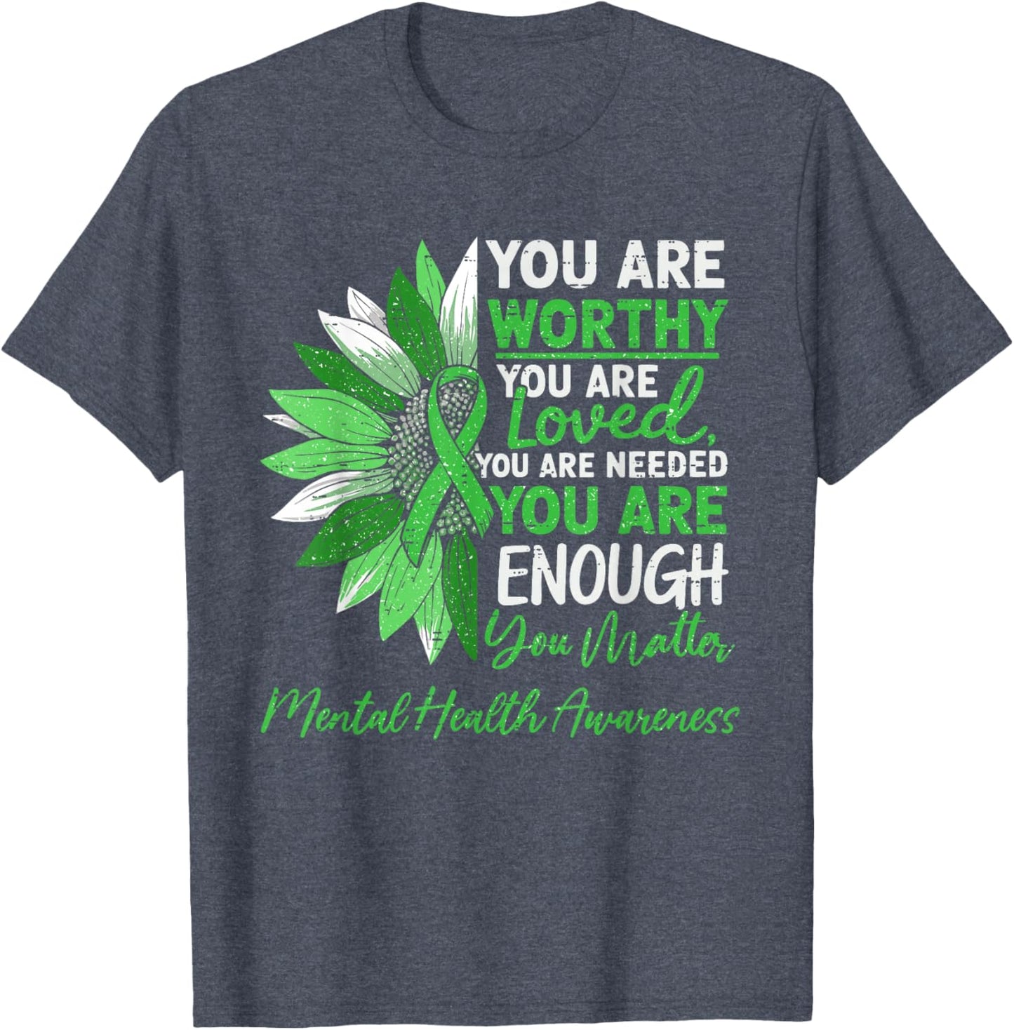 Motivational Mental Health Awareness Warrior Green Ribbon T-Shirt