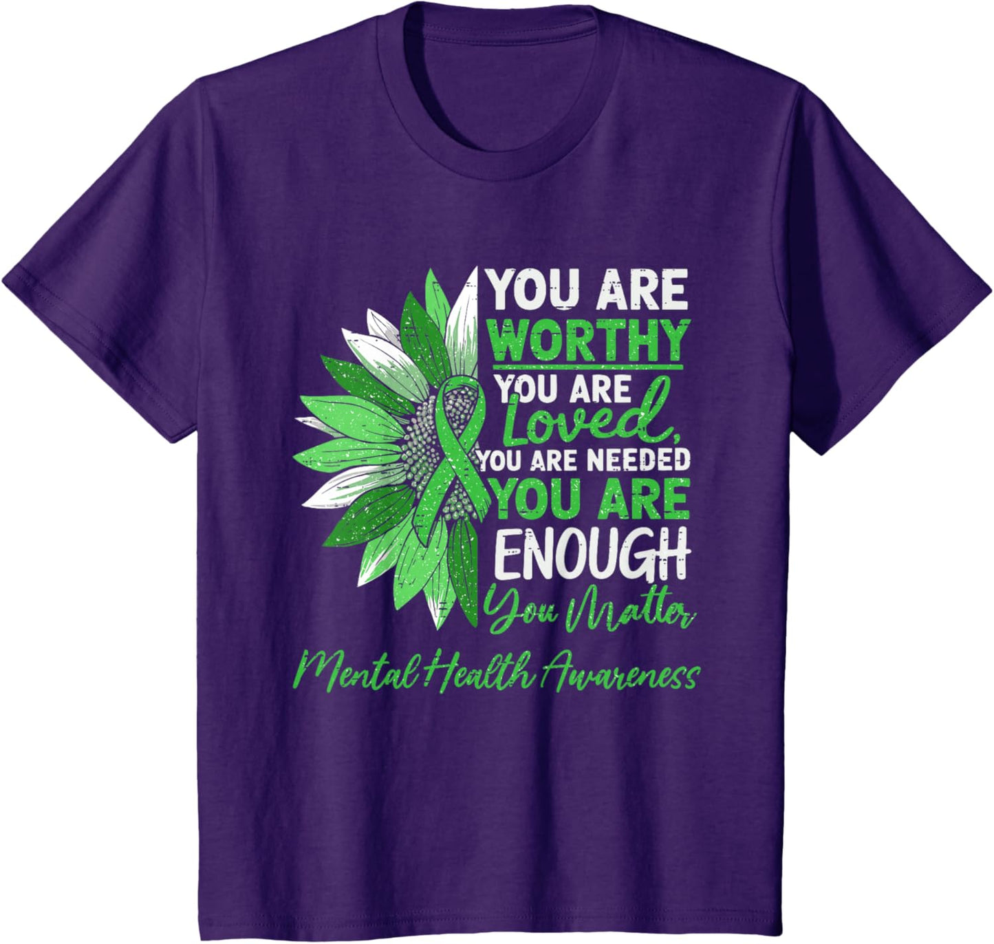 Motivational Mental Health Awareness Warrior Green Ribbon T-Shirt