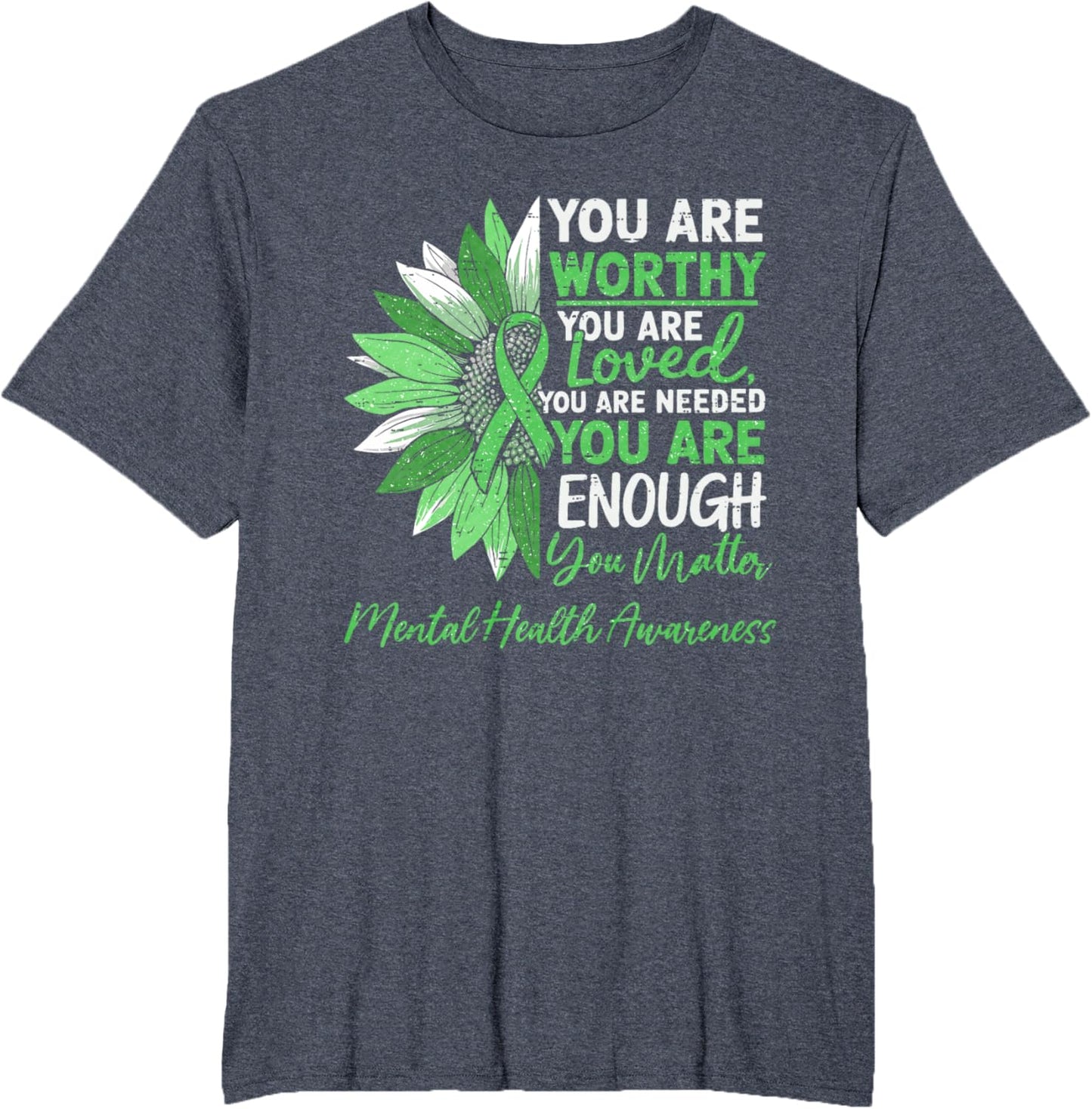 Motivational Mental Health Awareness Warrior Green Ribbon T-Shirt