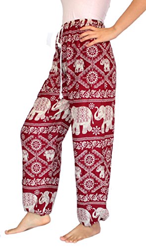 Banjamath® Women's Smocked Waist Harem Hippie Boho Yoga Palazzo Casual Pants