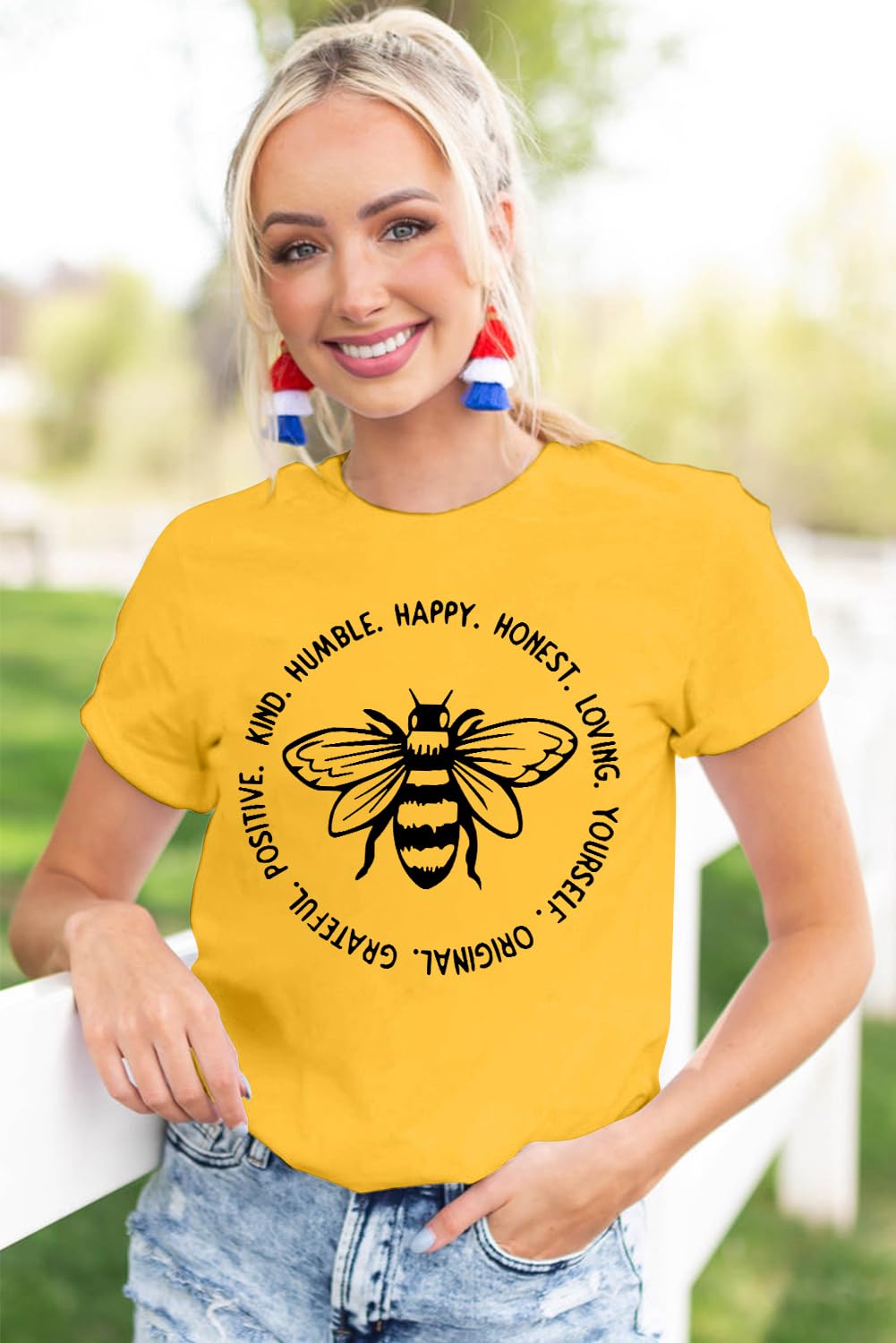 Bee T-Shirt for Women: Cute Bee Graphic Shirts Bee Kind T Shirt Funny Inspirational Casual Tees Tops