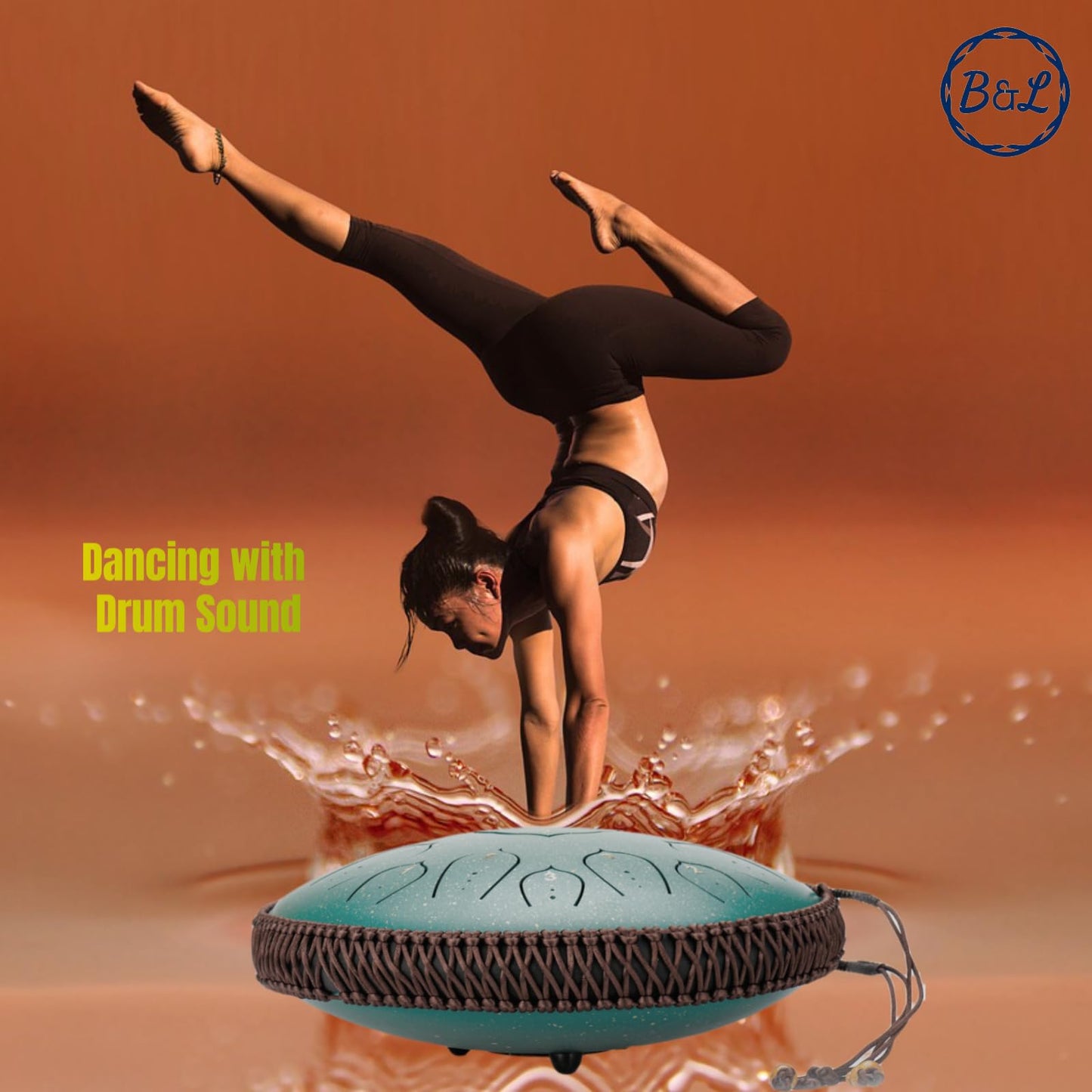 Steel Tongue Drum 14 Inches 15 Notes Hand Pan Drum Rain Drum Percussion for Meditation Yoga Musical Education for Adult& Kids(Lotus Green)