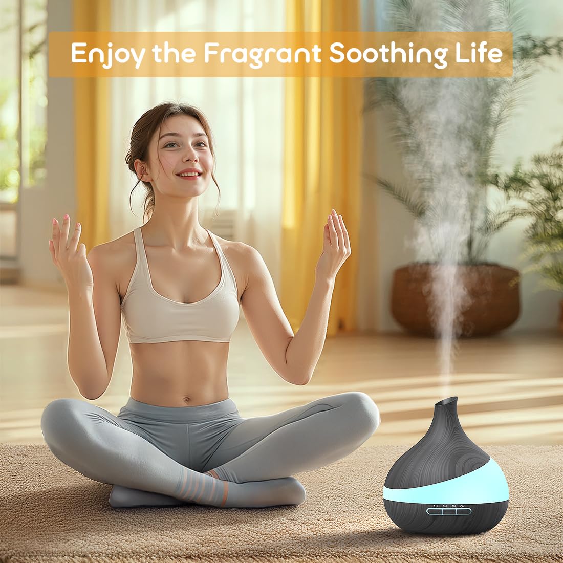 500ML Essential Oil Diffuser: Aroma Diffuser with Remote Control for Hotel Spa Yoga Room - Humidifier with 14 Colors LED Night Light for Bedroom Home Relaxation