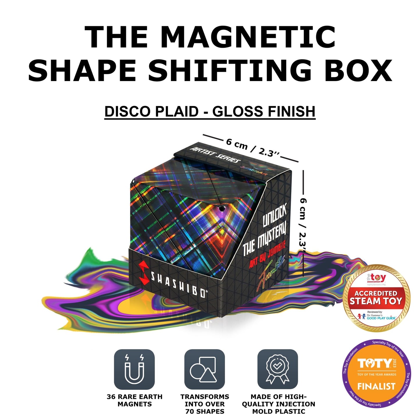 SHASHIBO Shape Shifting Box - STEM Magnetic Fidget Cube That Transforms Into Over 70 Shapes, Download Fun in Motion Toys Mobile App (Mystic Ocean)