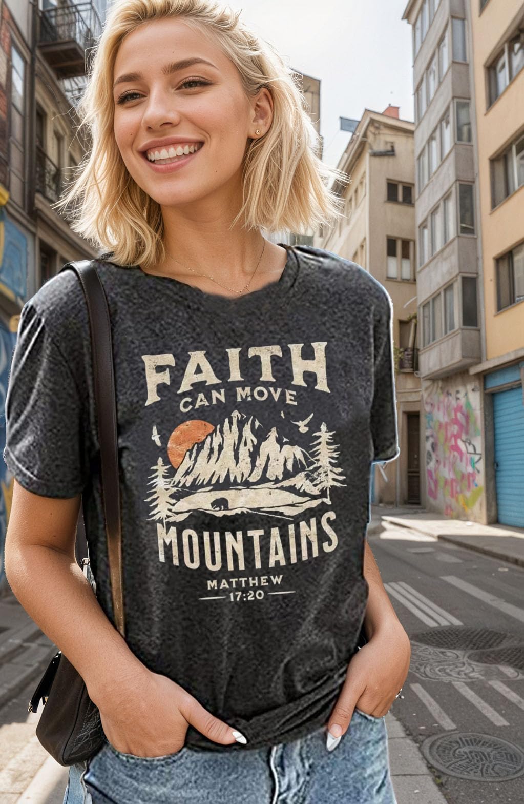 Sun and Mountain Shirt for Women Camping Hiking Shirt Sunrise Pine Tree Graphic Tees Nature Casual Short Sleeve Shirt