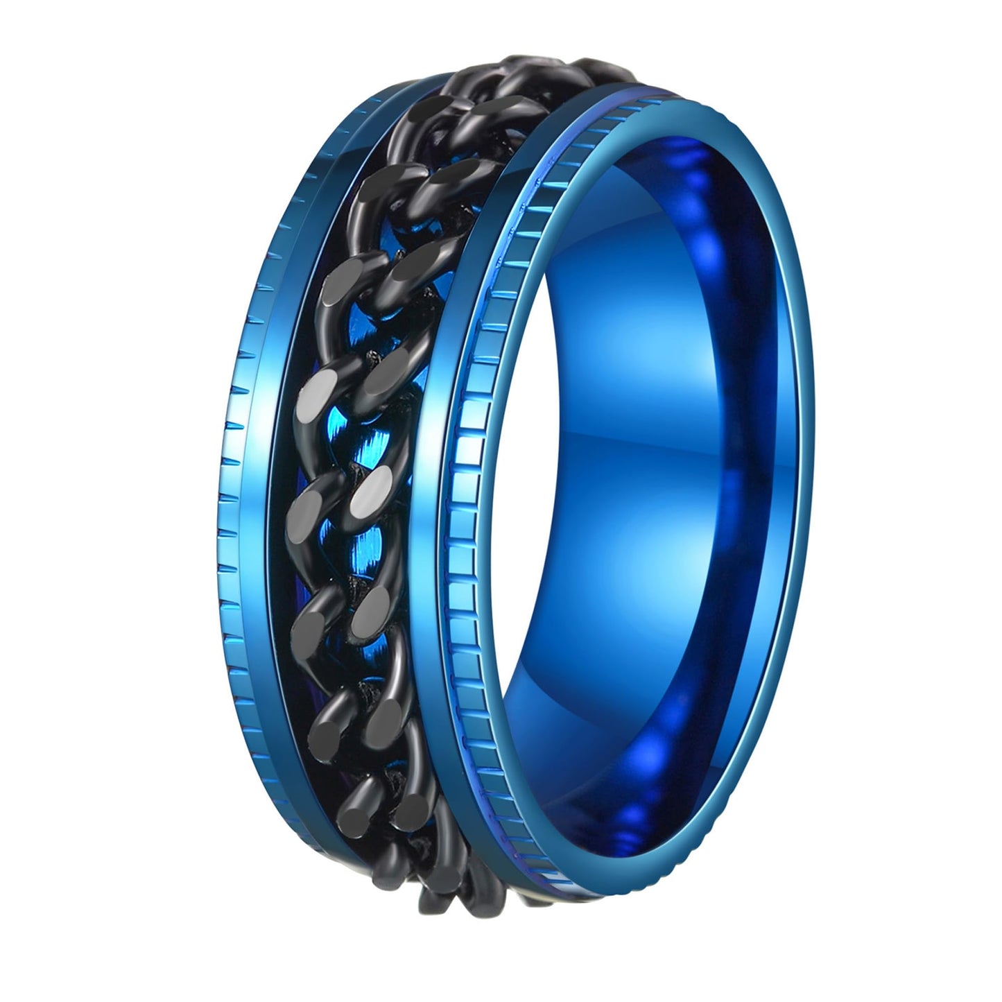 Mens Fidget Rings Anxiety Rings for Men Womens Chain Spinner Rings for Adults Titanium Steel Rings