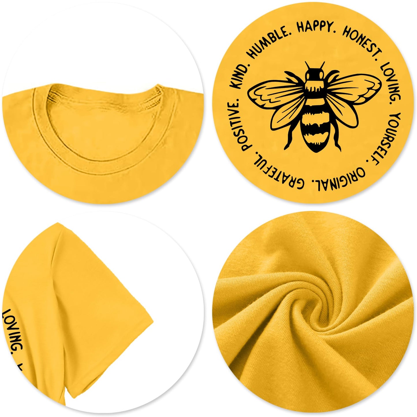 Bee T-Shirt for Women: Cute Bee Graphic Shirts Bee Kind T Shirt Funny Inspirational Casual Tees Tops