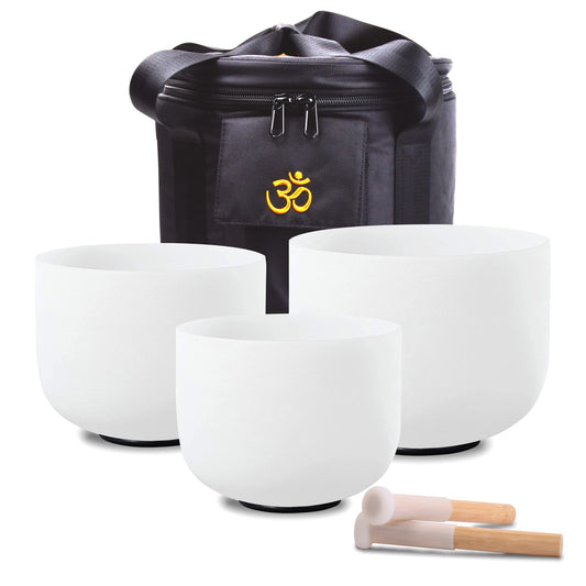 FMTY 7inch 8inch 9inch Crystal singing bowls set sound bowl for healing Mindfulness, Meditation, Yoga, Spiritual and Body Healing Chakra Bowl (D+F+C)