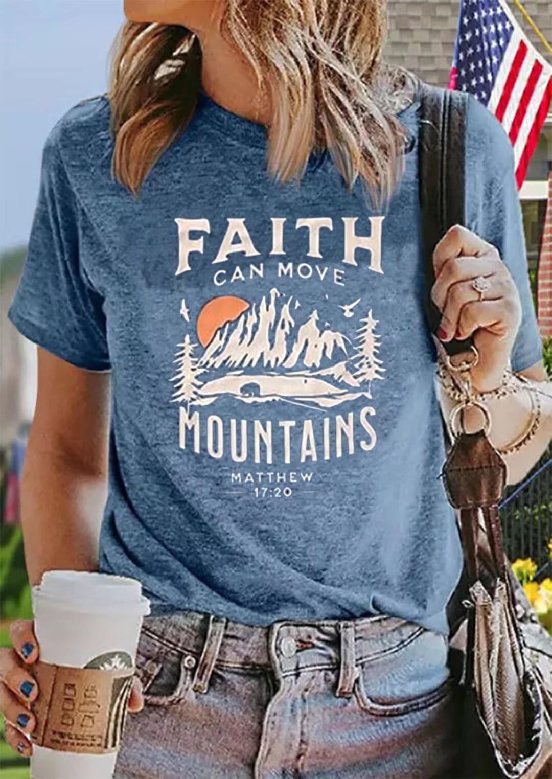 Sun and Mountain Shirt for Women Camping Hiking Shirt Sunrise Pine Tree Graphic Tees Nature Casual Short Sleeve Shirt