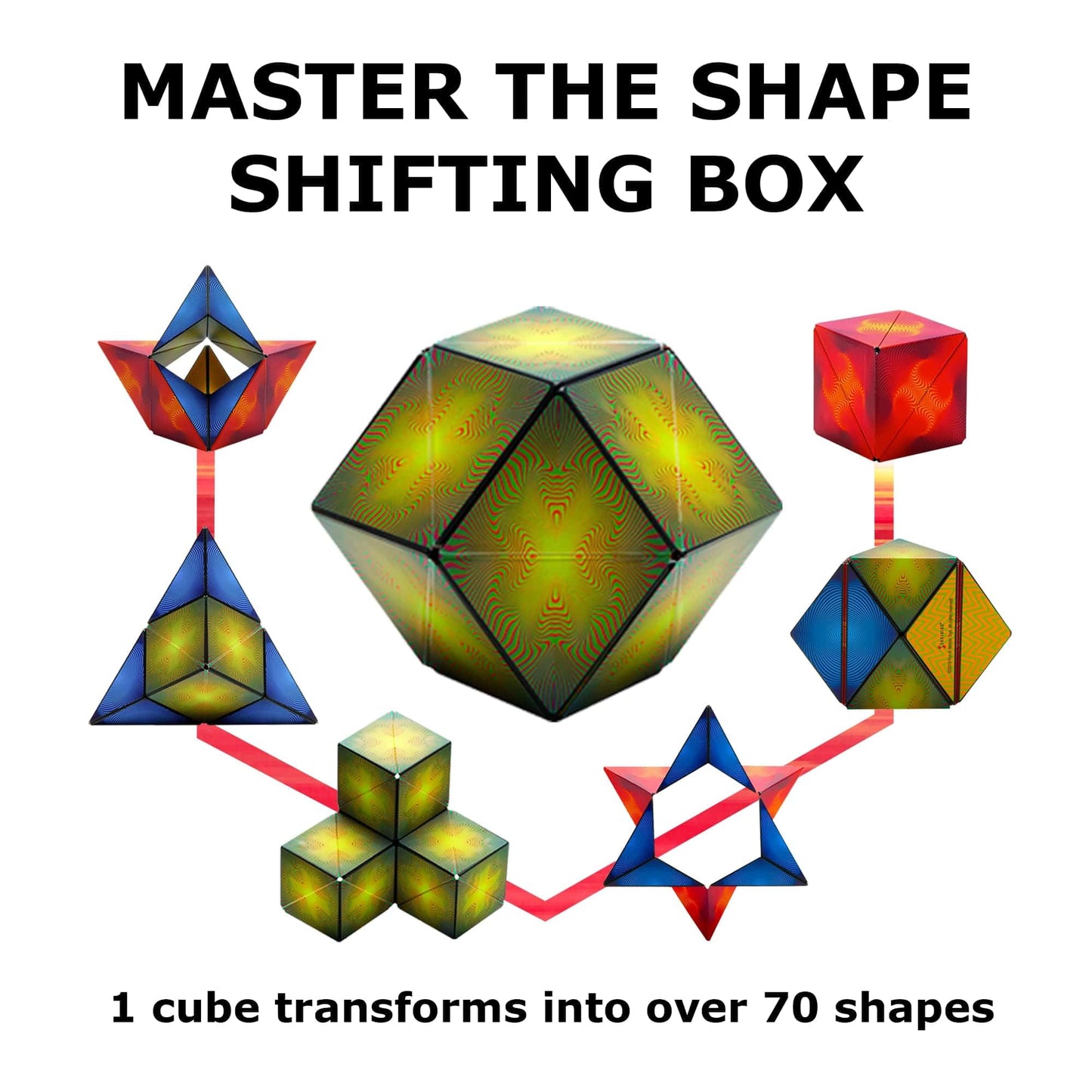 SHASHIBO Shape Shifting Box - STEM Magnetic Fidget Cube That Transforms Into Over 70 Shapes, Download Fun in Motion Toys Mobile App (Mystic Ocean)