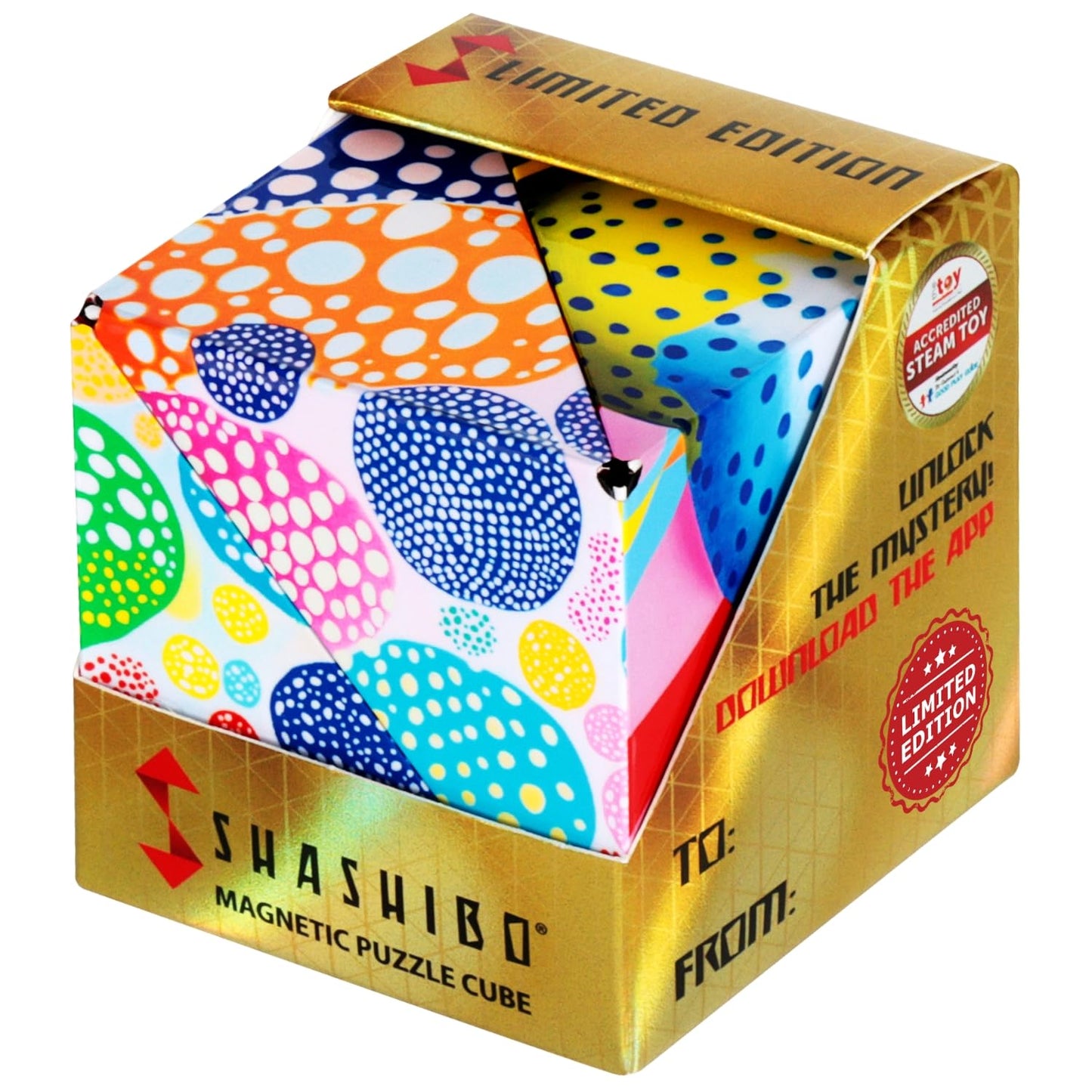 SHASHIBO Shape Shifting Box - STEM Magnetic Fidget Cube That Transforms Into Over 70 Shapes, Download Fun in Motion Toys Mobile App (Mystic Ocean)