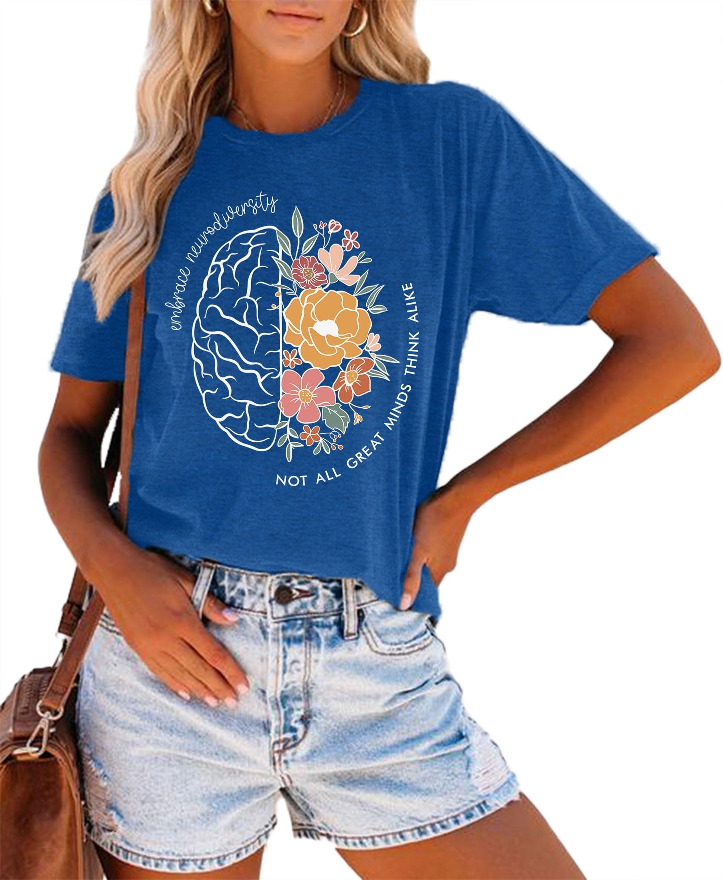 Celebrate Minds of All Kinds Shirts for Women Mental Health Matters Shirt Human Brain Awareness Shirt Tee Tops