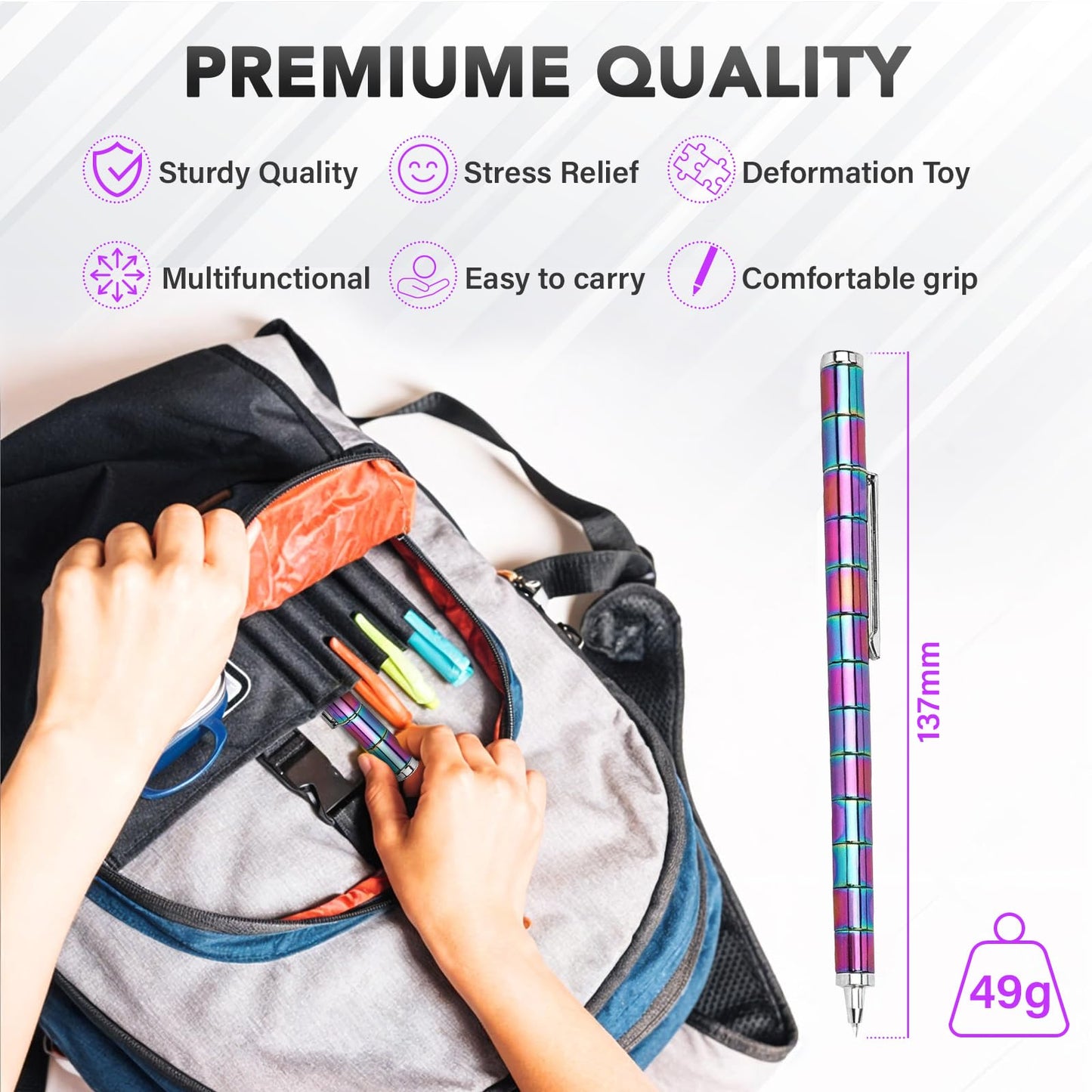 Magnetic Fidget Pen Toys - Multifunctional Writing Novel Pen for Friends, Kids, Boys, Girls, Teens 8+, Office Teacher Birthday Party Gifts, Stress & Anxiety Relief(Black)