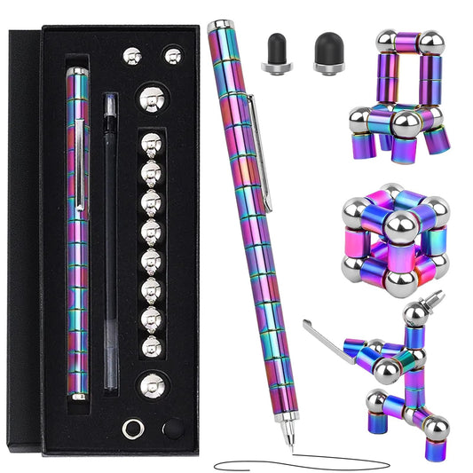 Magnetic Fidget Pen Toys - Multifunctional Writing Novel Pen for Friends, Kids, Boys, Girls, Teens 8+, Office Teacher Birthday Party Gifts, Stress & Anxiety Relief(Black)