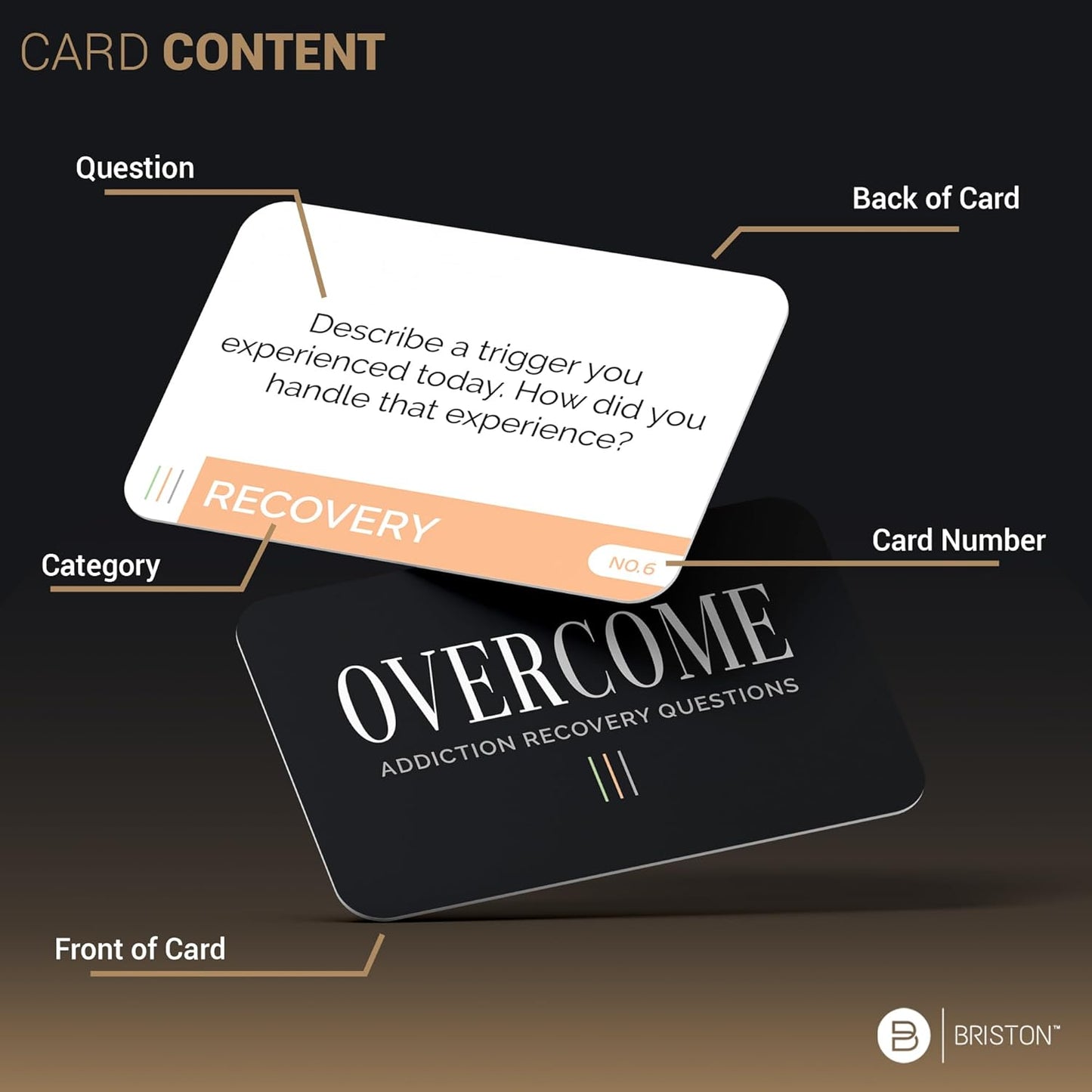 Overcome: Addiction Recovery Questions Group Therapy Game 70 Cards – Counseling Conversations Therapeutic Icebreaker for Substance Abuse, Positive Mental Health, Sobriety, Relapse & Suicide Prevention