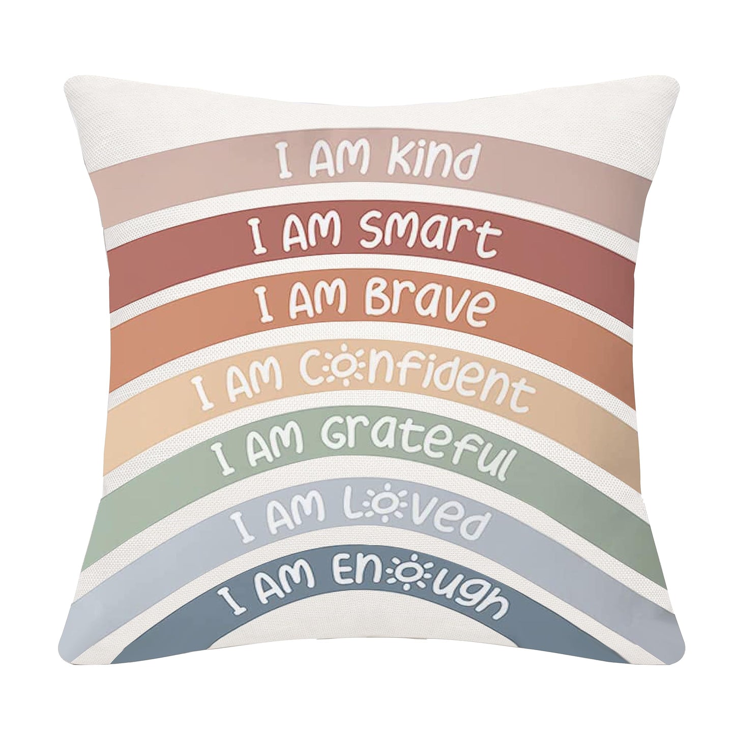 Boundaries Reminder Gift Rainbow Throw Pillow Covers 18x18 Inch Mental Health Themed Decor for Home Kids Teens Kids Adults Women Men Inspirational Gift(Boundaries)