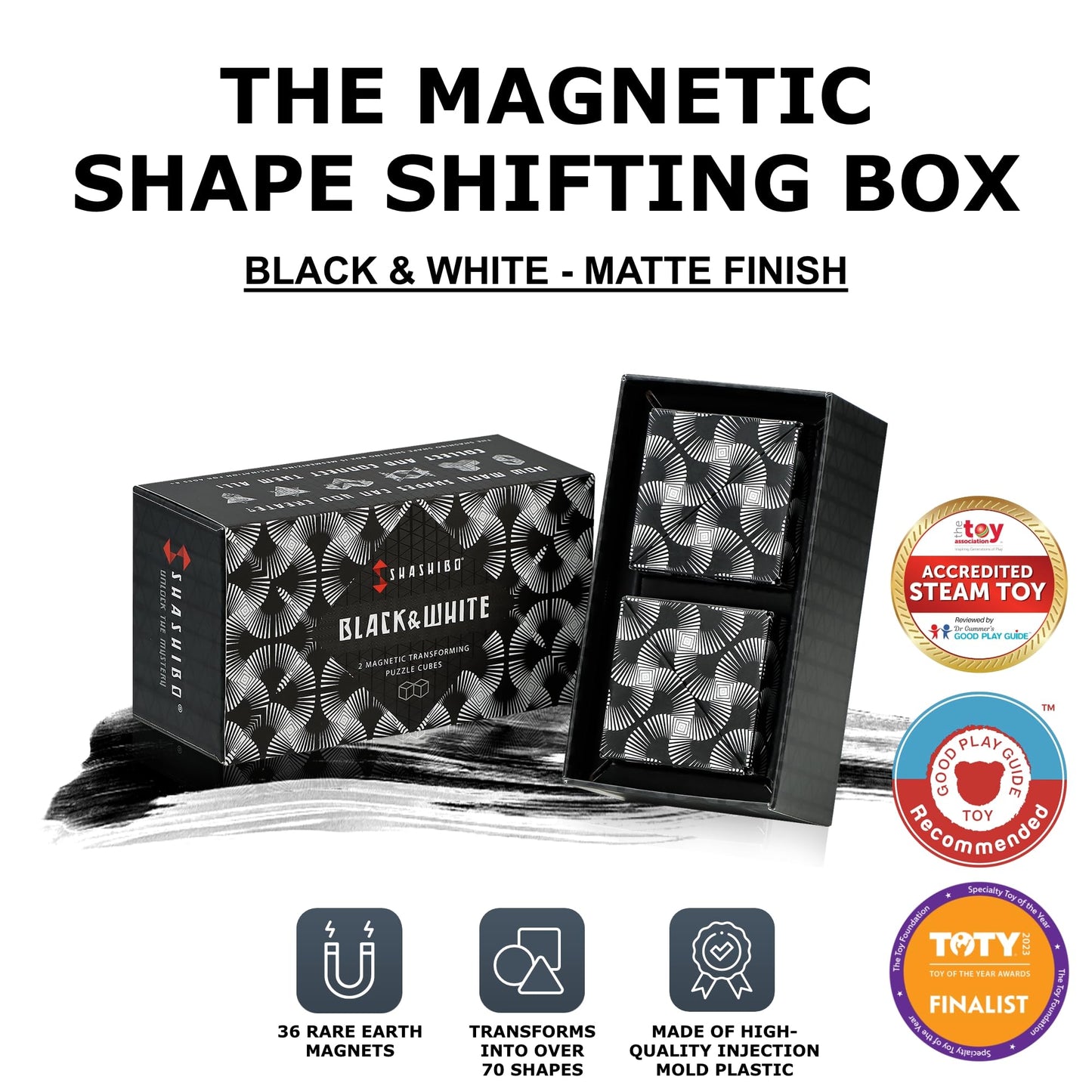 SHASHIBO Shape Shifting Box - STEM Magnetic Fidget Cube That Transforms Into Over 70 Shapes, Download Fun in Motion Toys Mobile App (Mystic Ocean)