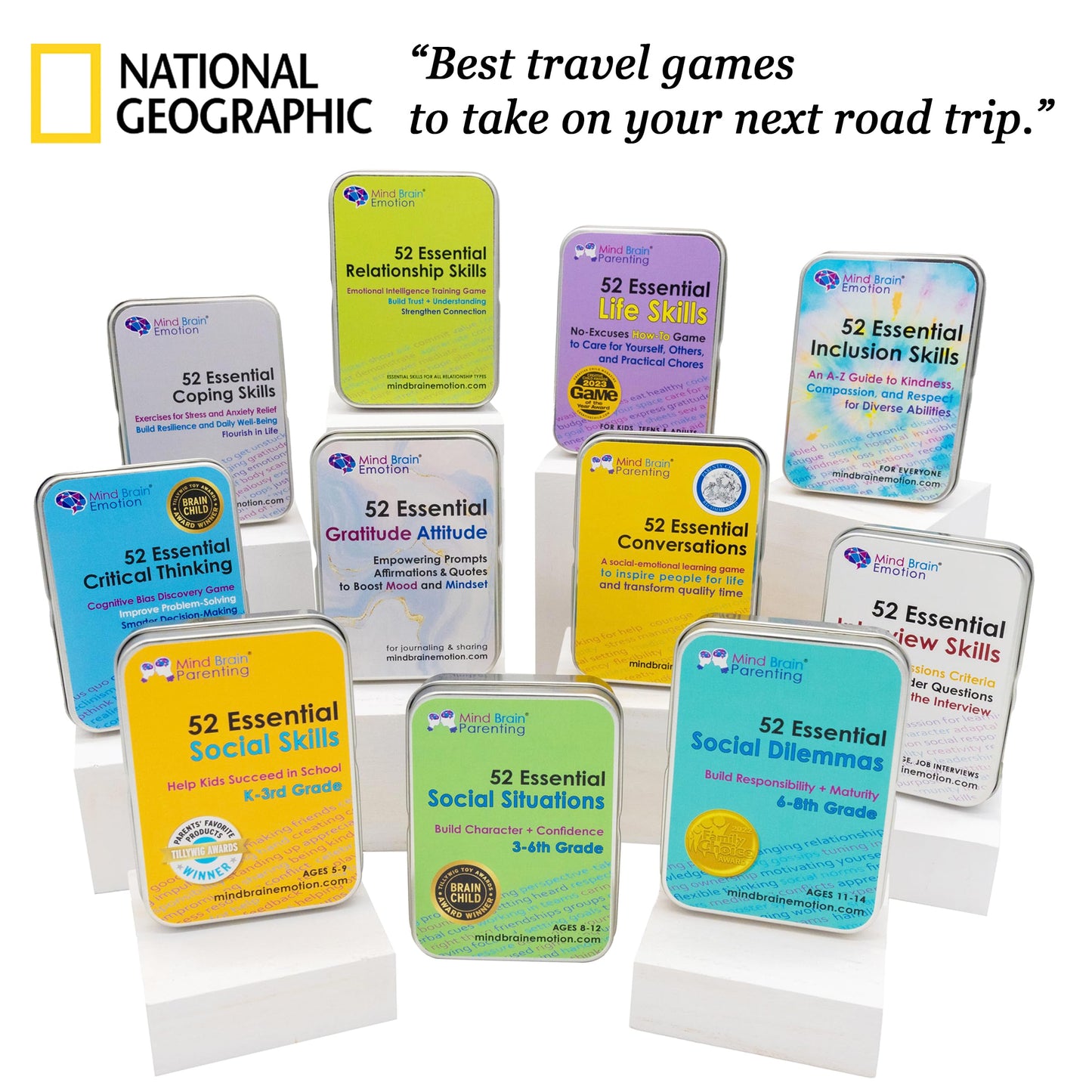 Mind Brain Emotion 52 Essential Coping Skills Cards - Self Care Exercises for Stress and Social Anxiety Relief - Resilience, Emotional Agility, Confidence Therapy Games for Teens, Adults