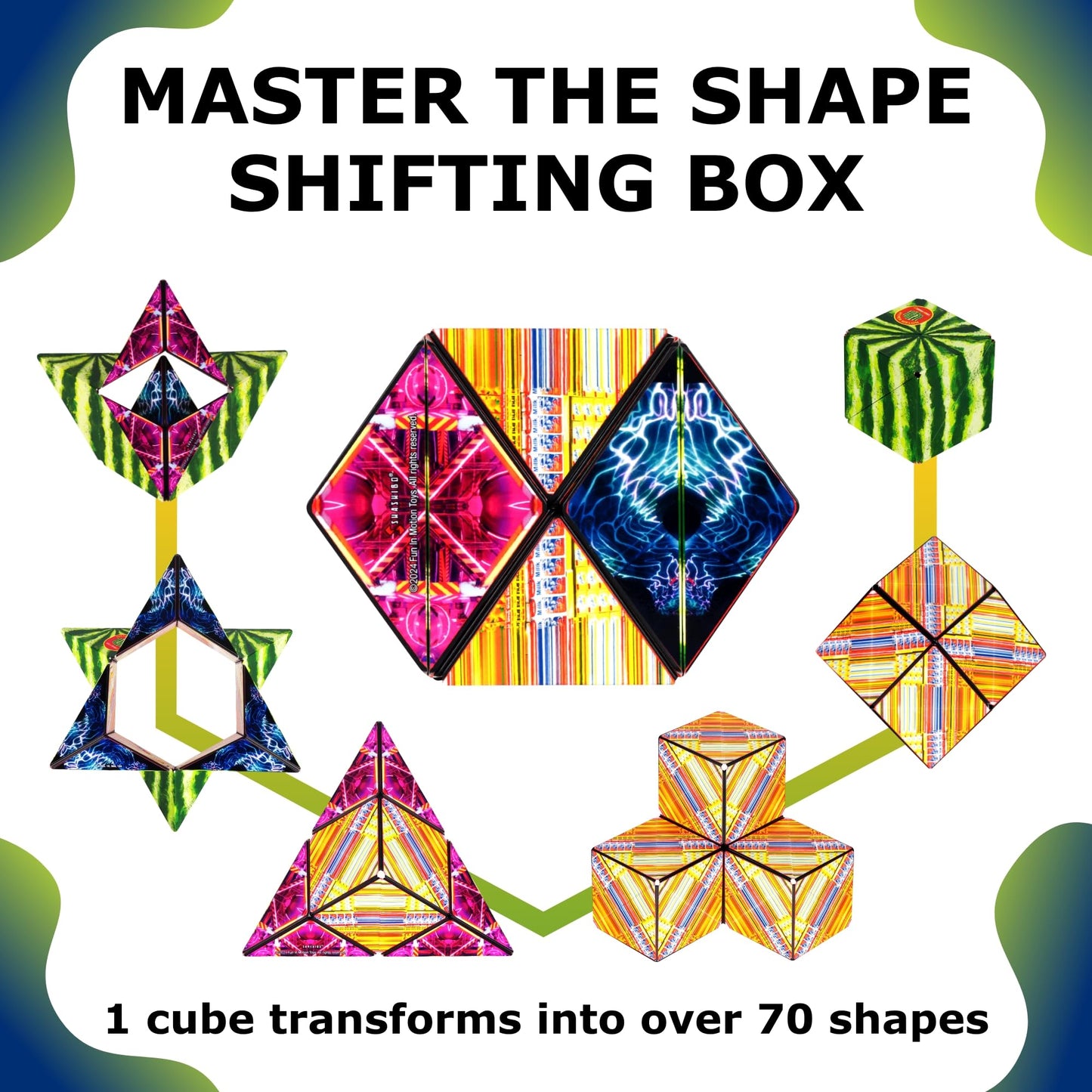 SHASHIBO Shape Shifting Box - STEM Magnetic Fidget Cube That Transforms Into Over 70 Shapes, Download Fun in Motion Toys Mobile App (Mystic Ocean)