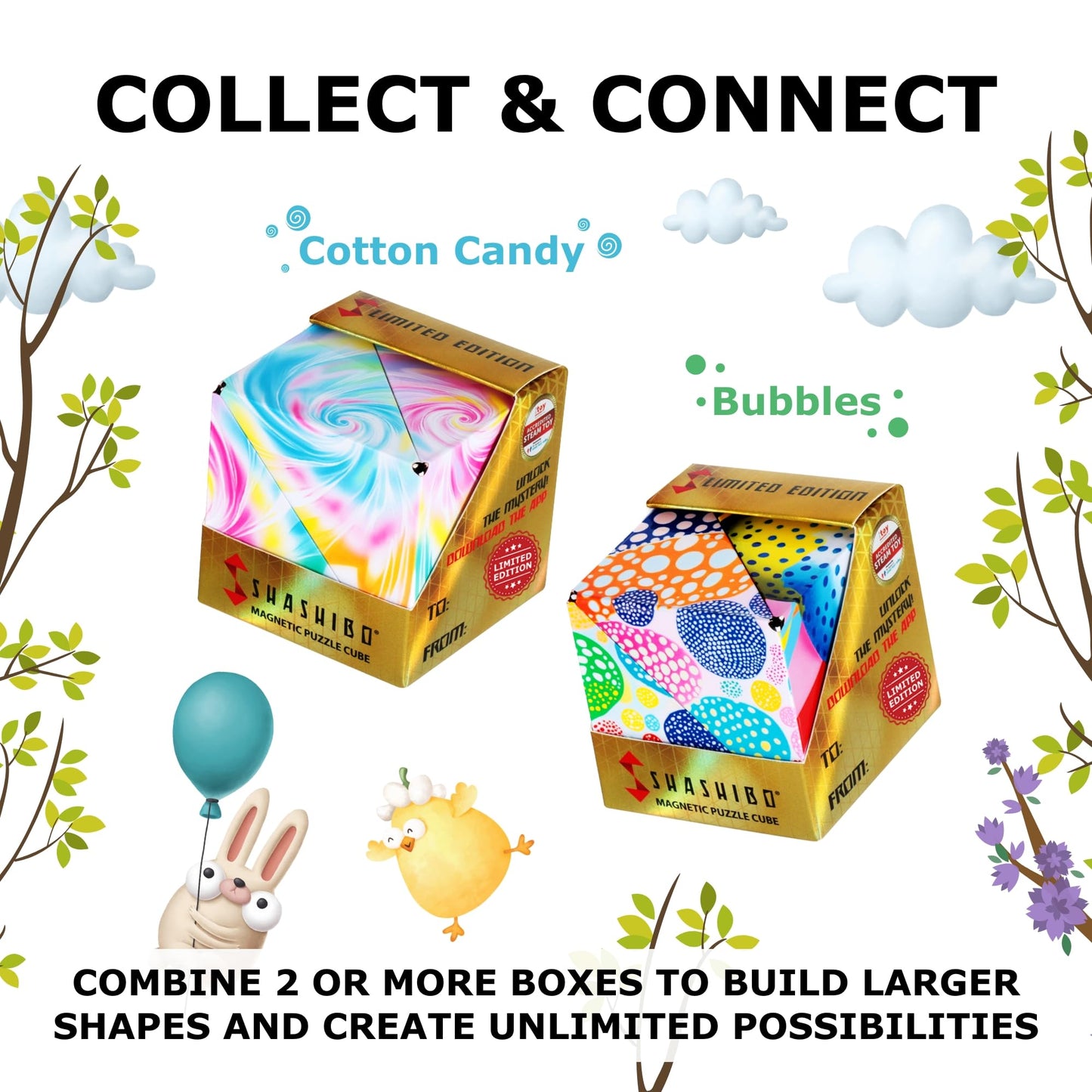 SHASHIBO Shape Shifting Box - STEM Magnetic Fidget Cube That Transforms Into Over 70 Shapes, Download Fun in Motion Toys Mobile App (Mystic Ocean)