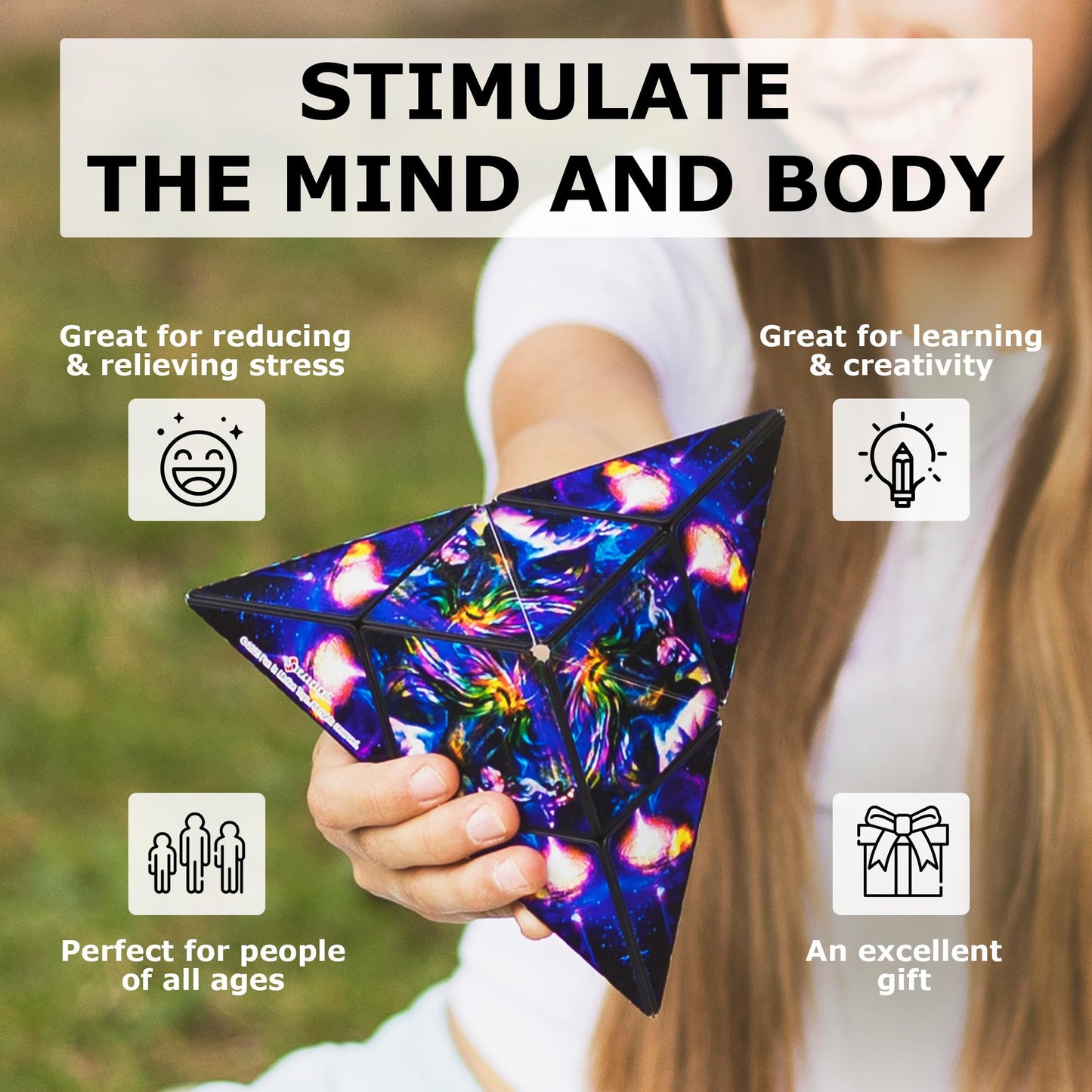 SHASHIBO Shape Shifting Box - STEM Magnetic Fidget Cube That Transforms Into Over 70 Shapes, Download Fun in Motion Toys Mobile App (Mystic Ocean)