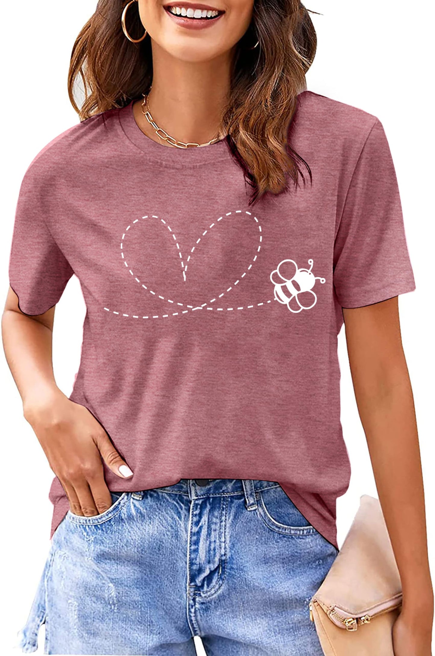 Bee T-Shirt for Women: Cute Bee Graphic Shirts Bee Kind T Shirt Funny Inspirational Casual Tees Tops