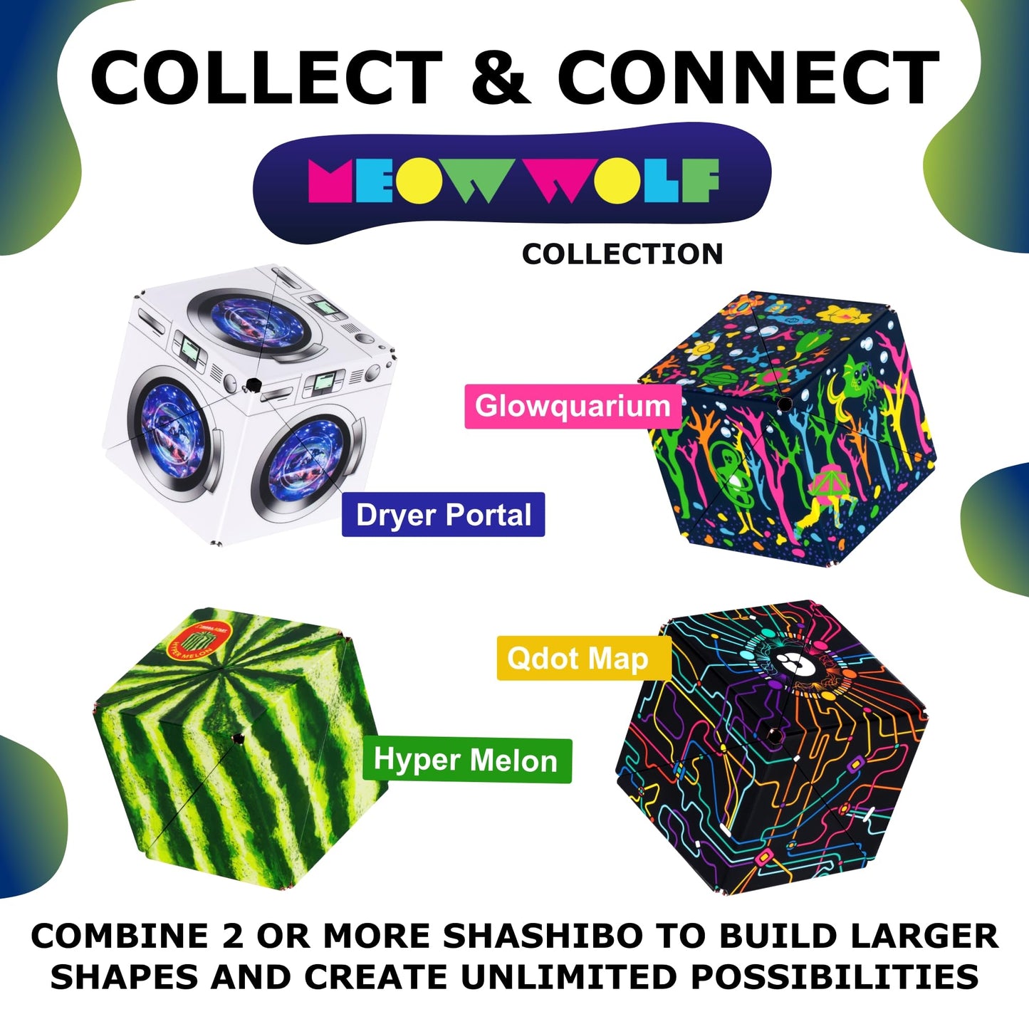 SHASHIBO Shape Shifting Box - STEM Magnetic Fidget Cube That Transforms Into Over 70 Shapes, Download Fun in Motion Toys Mobile App (Mystic Ocean)