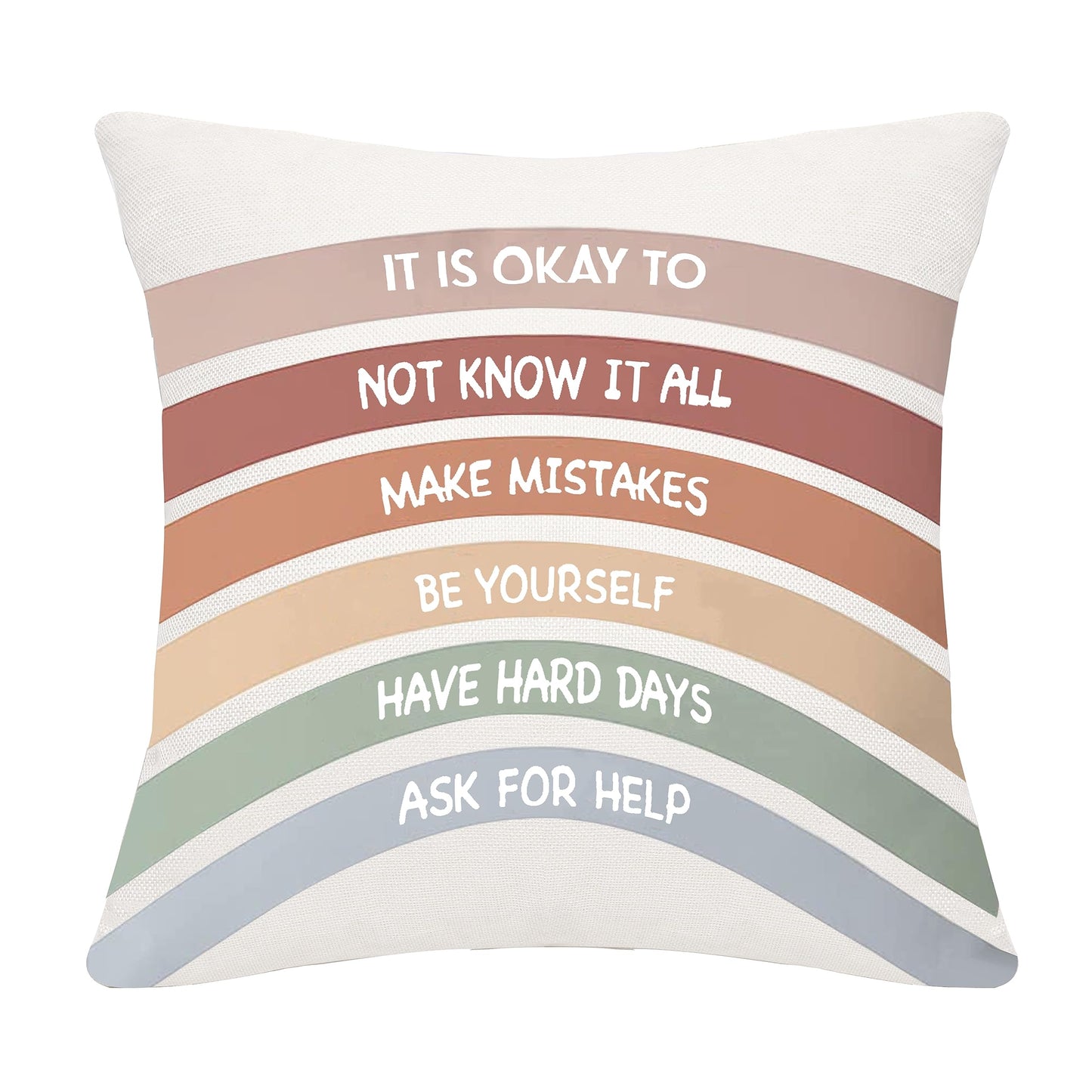 Boundaries Reminder Gift Rainbow Throw Pillow Covers 18x18 Inch Mental Health Themed Decor for Home Kids Teens Kids Adults Women Men Inspirational Gift(Boundaries)