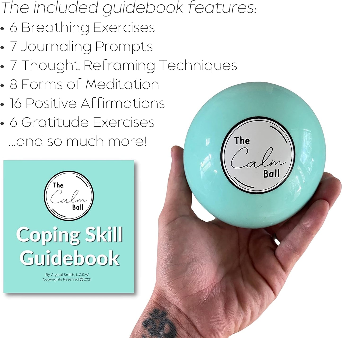 The Calm Ball - Coping Skills Tool, Anger Management Toys , Anxiety Relief for Adults, Teens and Adolescents , Therapy Toys , Stress Relief Tool, Designed by a Licensed Therapist