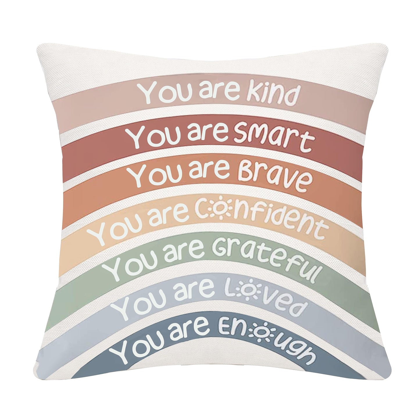 Boundaries Reminder Gift Rainbow Throw Pillow Covers 18x18 Inch Mental Health Themed Decor for Home Kids Teens Kids Adults Women Men Inspirational Gift(Boundaries)