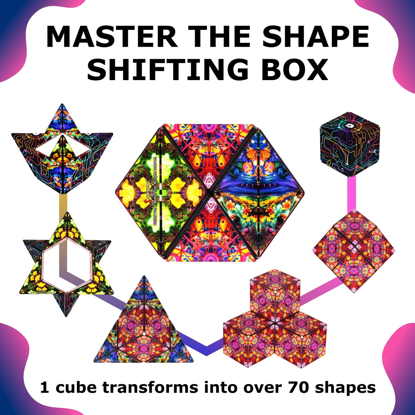 SHASHIBO Shape Shifting Box - STEM Magnetic Fidget Cube That Transforms Into Over 70 Shapes, Download Fun in Motion Toys Mobile App (Mystic Ocean)