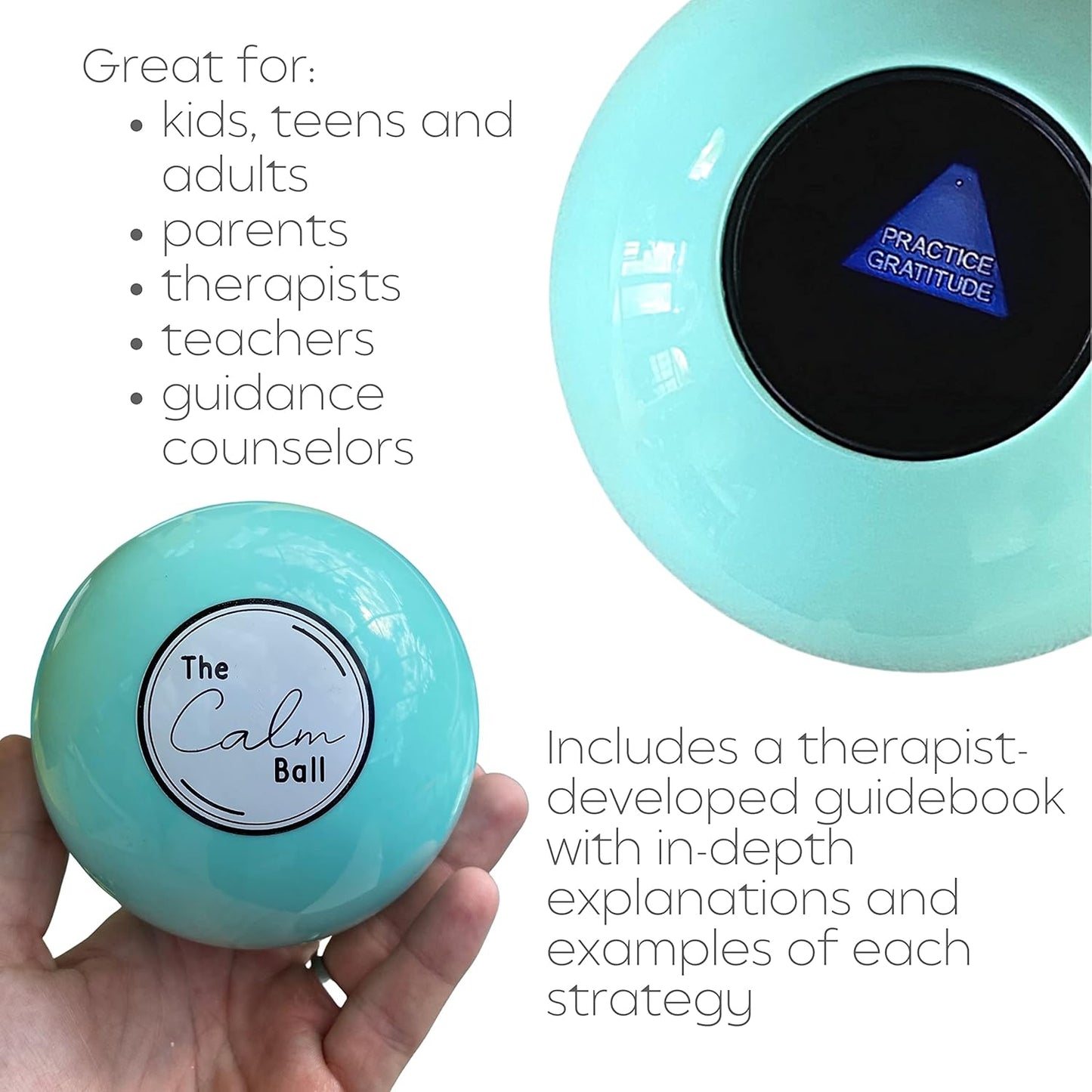 The Calm Ball - Coping Skills Tool, Anger Management Toys , Anxiety Relief for Adults, Teens and Adolescents , Therapy Toys , Stress Relief Tool, Designed by a Licensed Therapist