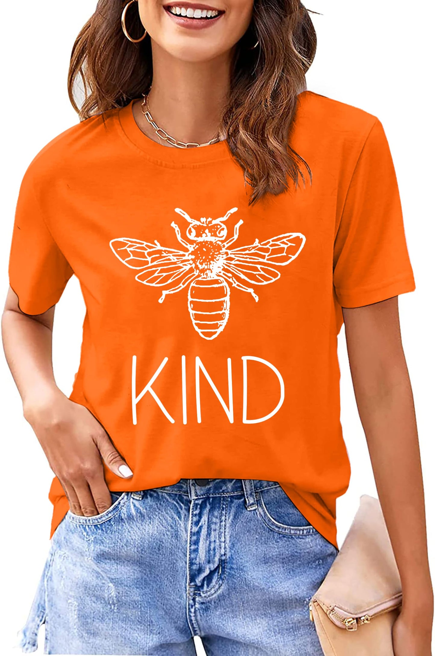 Bee T-Shirt for Women: Cute Bee Graphic Shirts Bee Kind T Shirt Funny Inspirational Casual Tees Tops