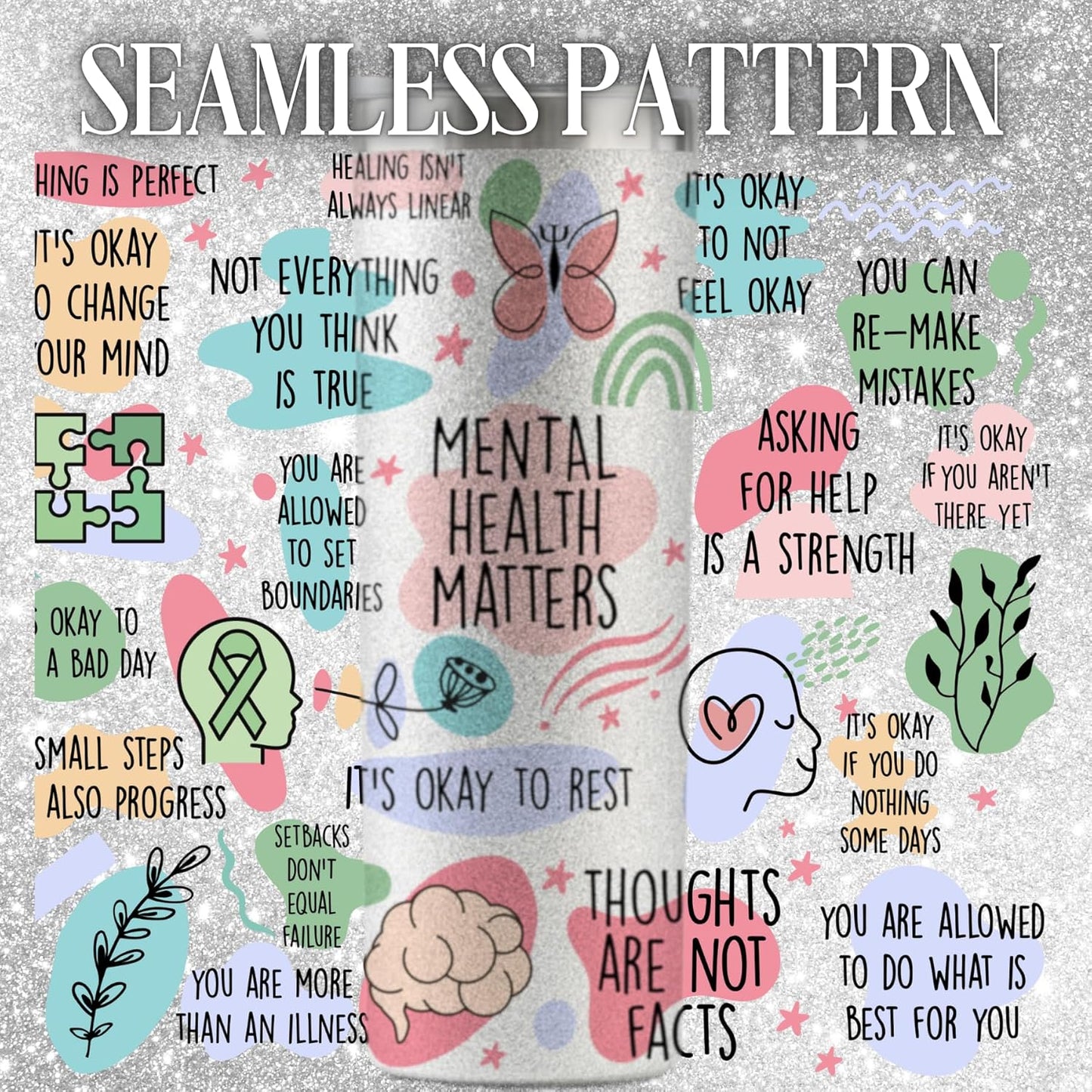 Onebttl Mental Health Gifts for Women, Therapist Gifts, 20 oz Skinny Tumbler, Inspirational Gifts for Friends, Colleagues, Coworkers on Birthday, Christmas, White