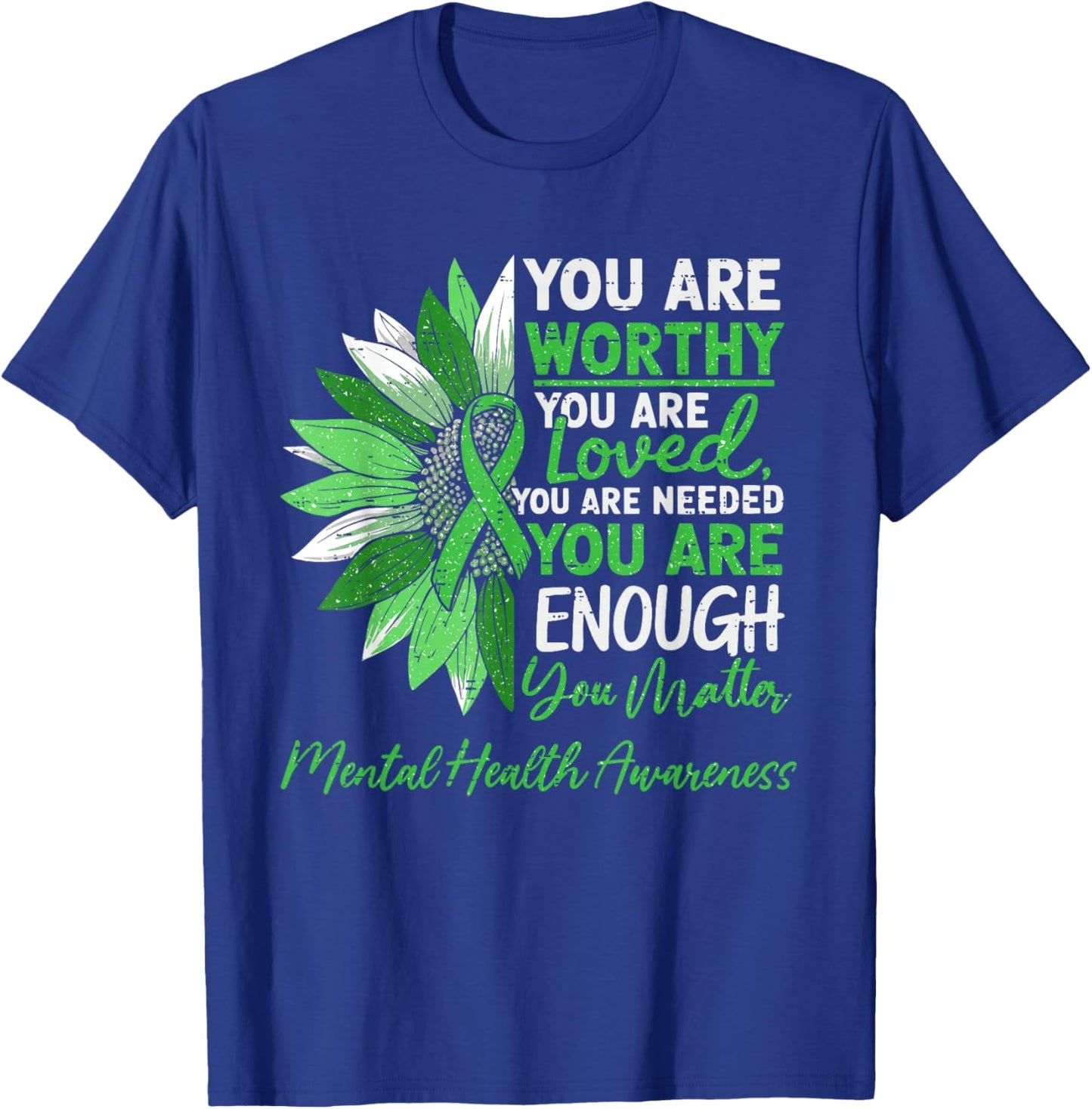 Motivational Mental Health Awareness Warrior Green Ribbon T-Shirt