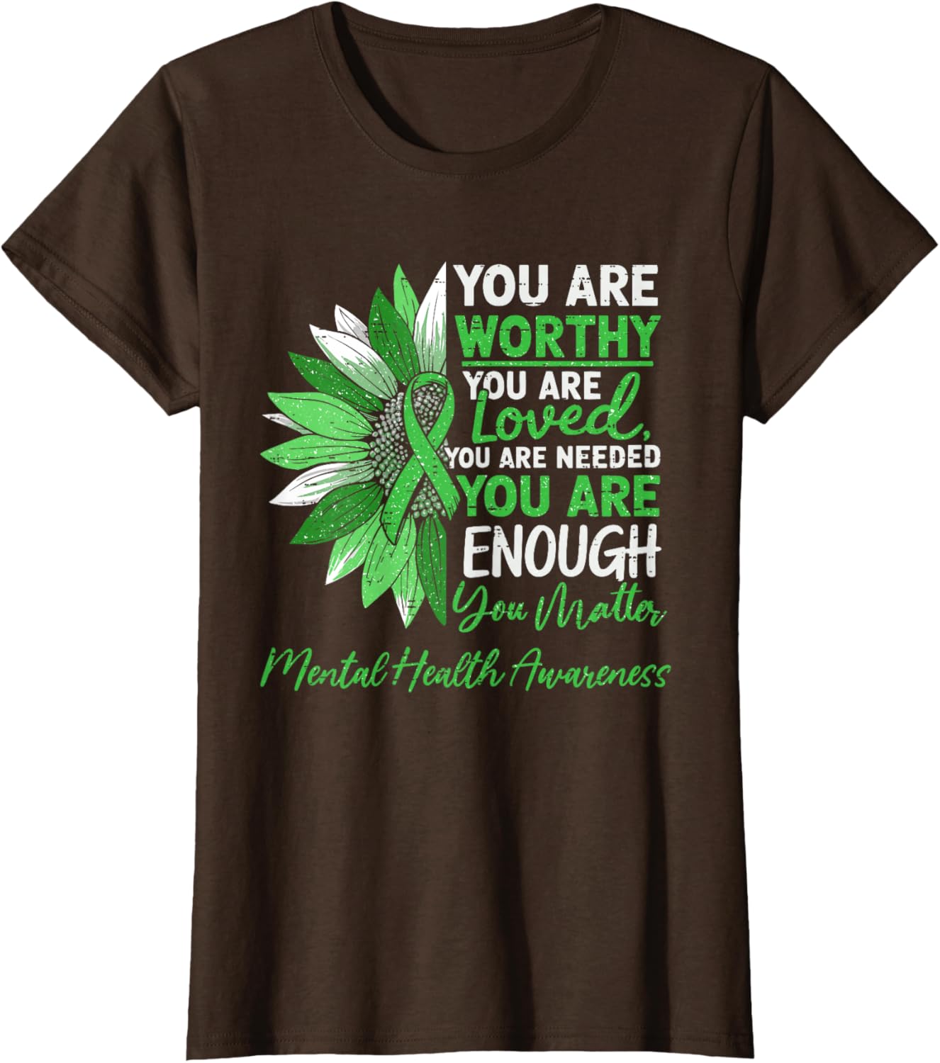 Motivational Mental Health Awareness Warrior Green Ribbon T-Shirt