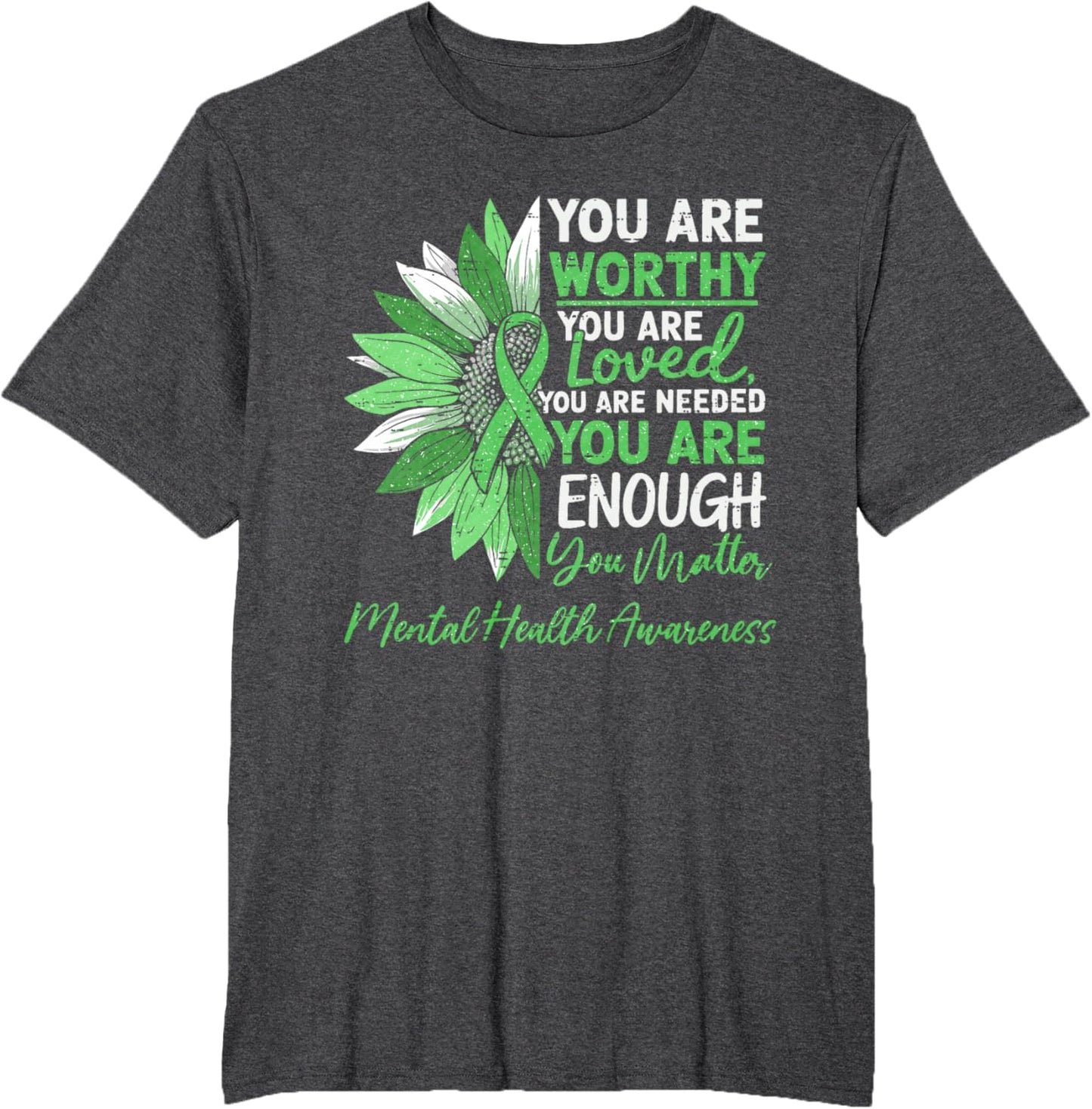 Motivational Mental Health Awareness Warrior Green Ribbon T-Shirt