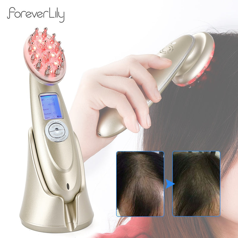 Electric Laser Hair Growth Comb Infrared EMS RF Vibration Massager