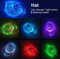 Led Light Up Fiber Optic Cap Led Hat With 7 Colors Luminous Glowing Edc Baseball hat