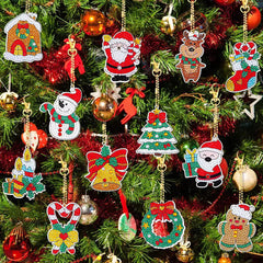 Christmas Diamond Painting Keychain 5D DIY Hanging Diamond Art Kits