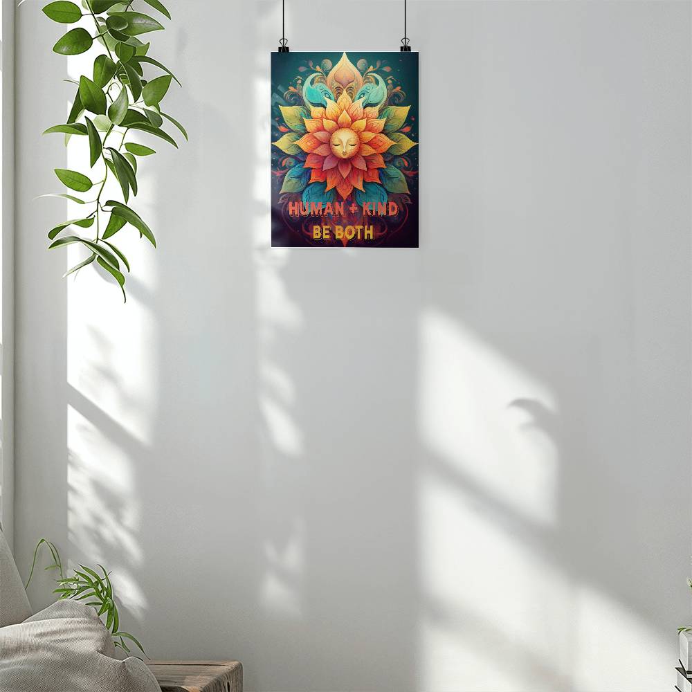 Human + Kind - Be Both Poster for Sharing a Positive Message with a Ray of Sun!