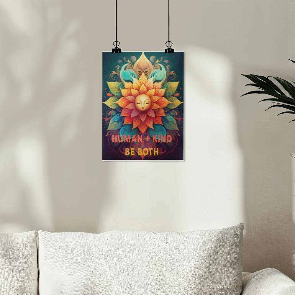 Human + Kind - Be Both Poster for Sharing a Positive Message with a Ray of Sun!