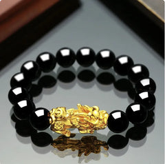 Vietnam Sand Gold Obsidian Bracelet for Men and Women