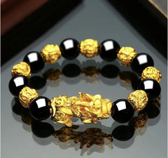 Vietnam Sand Gold Obsidian Bracelet for Men and Women